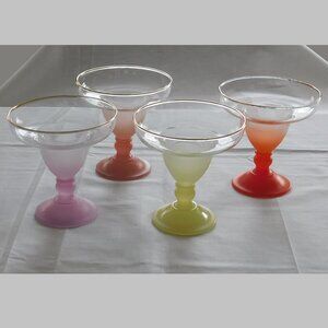 MidCentury 1950s 1960s Blendo WV Set 4 Margarita Glass Red Purple Pink Yellow